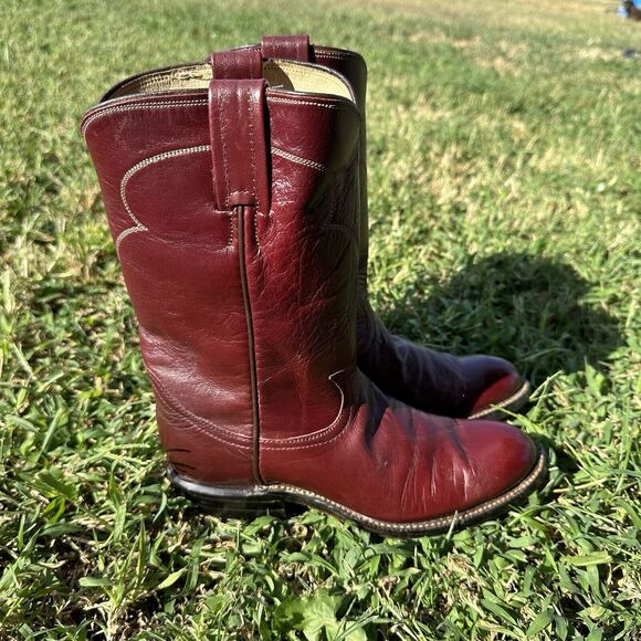 Vintage Tony Lama Roper Boots Womens Size 4.5 B Red Taylor Swift Rodeo Workwear - Picture 2 of 12